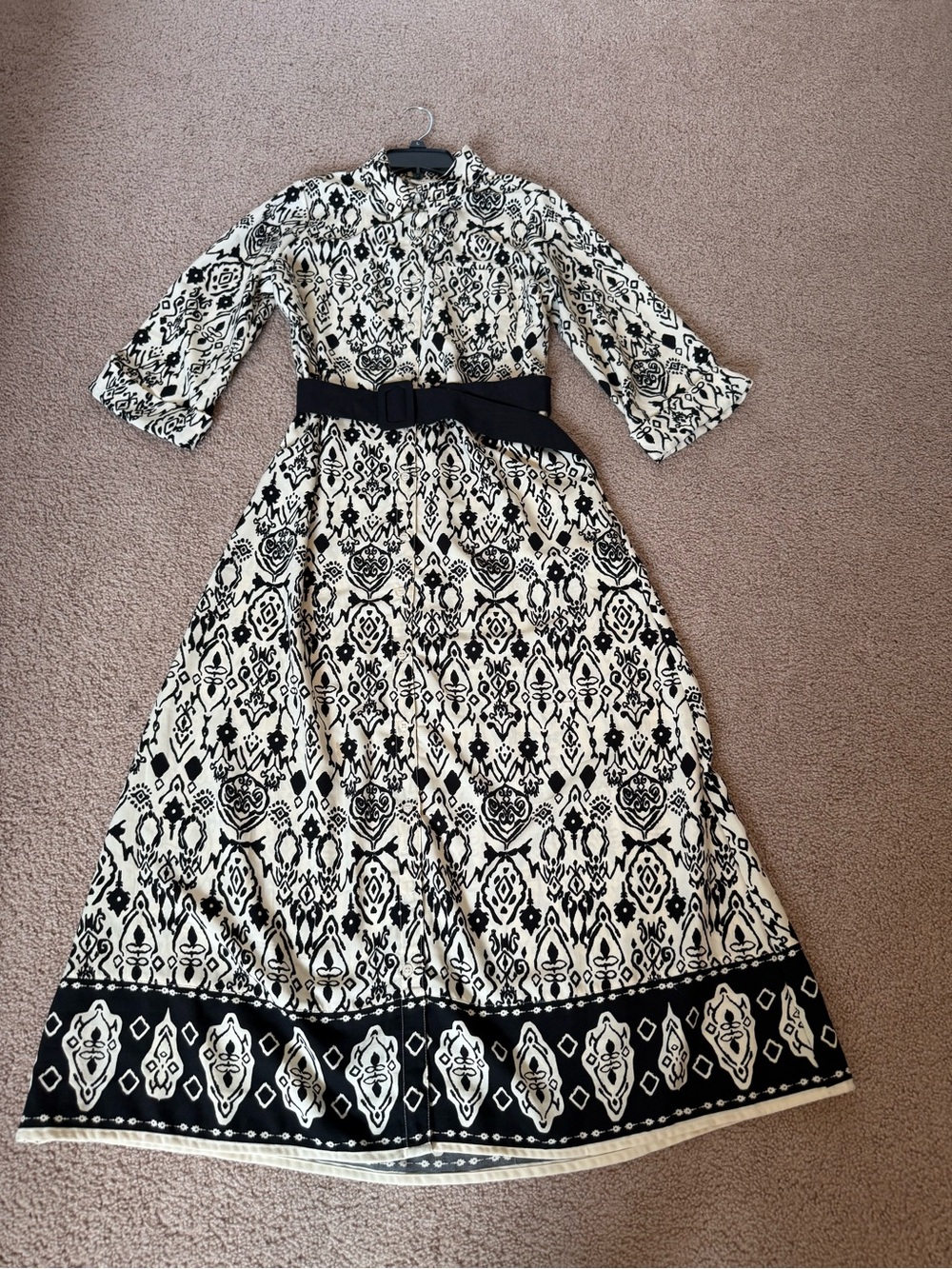 Sincerely Jules Black & White Printed Maxi Dress with Belt